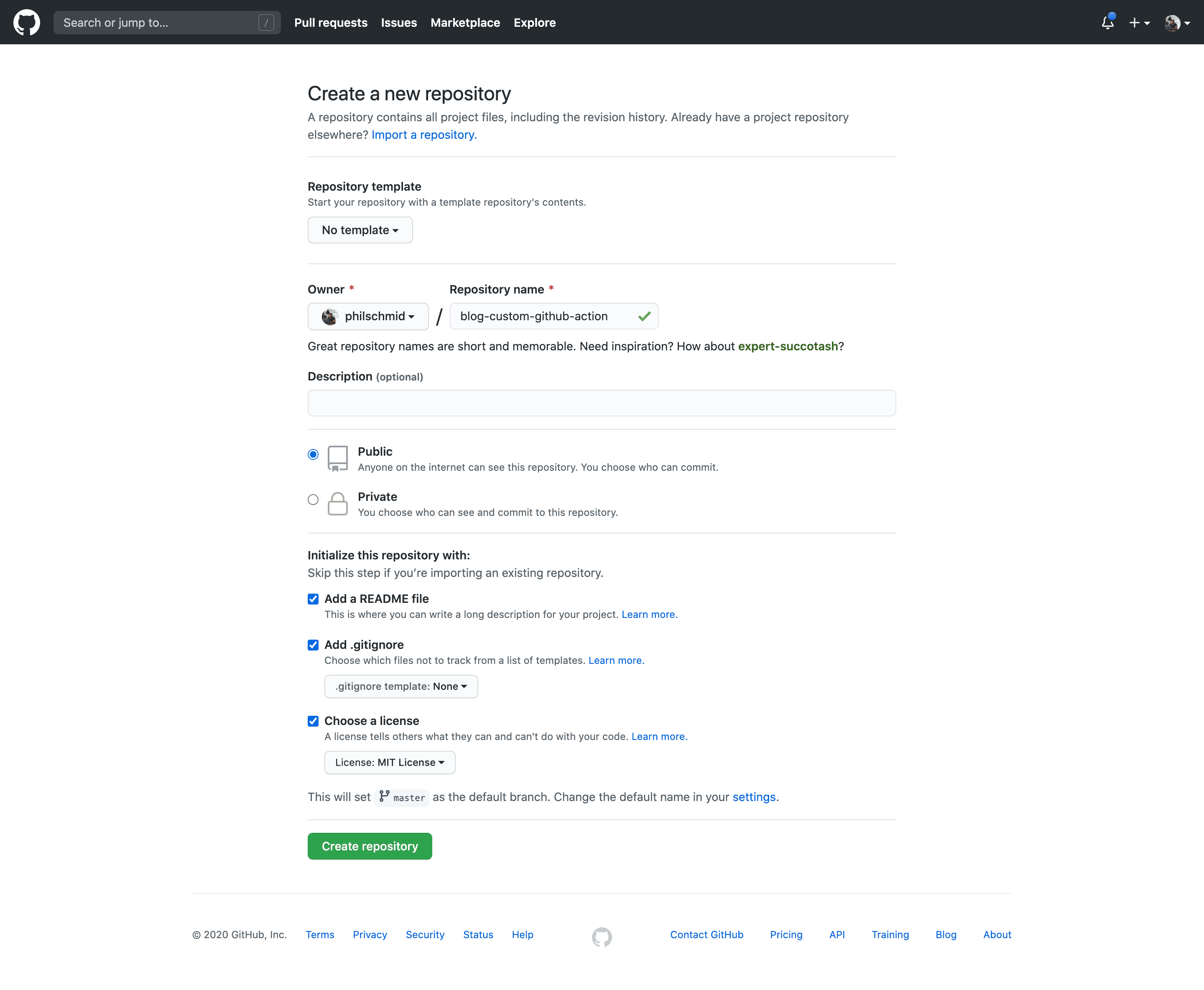 create Github Repository