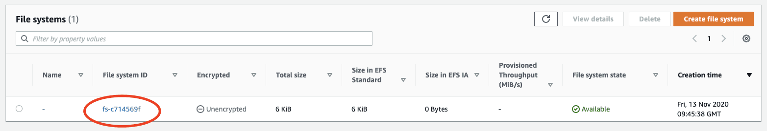 console-efs-id